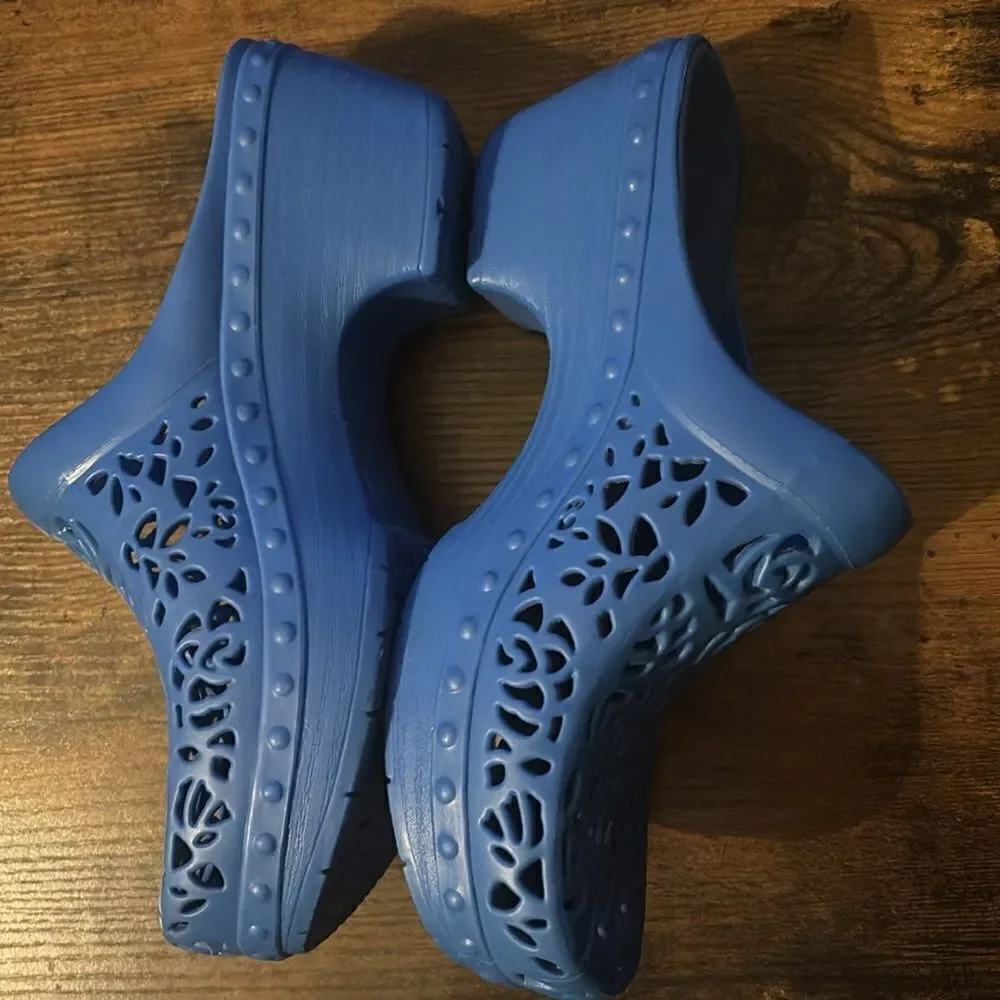 Rare-Dansko Pippa Blue Molded Slide Sandals Size 37 - Picture 3 of 6